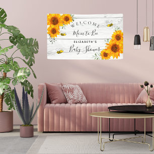 Baby Shower rustic wood sunflowers mum to bee Banner
