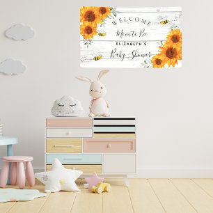 Baby Shower rustic wood sunflowers mum to bee Banner