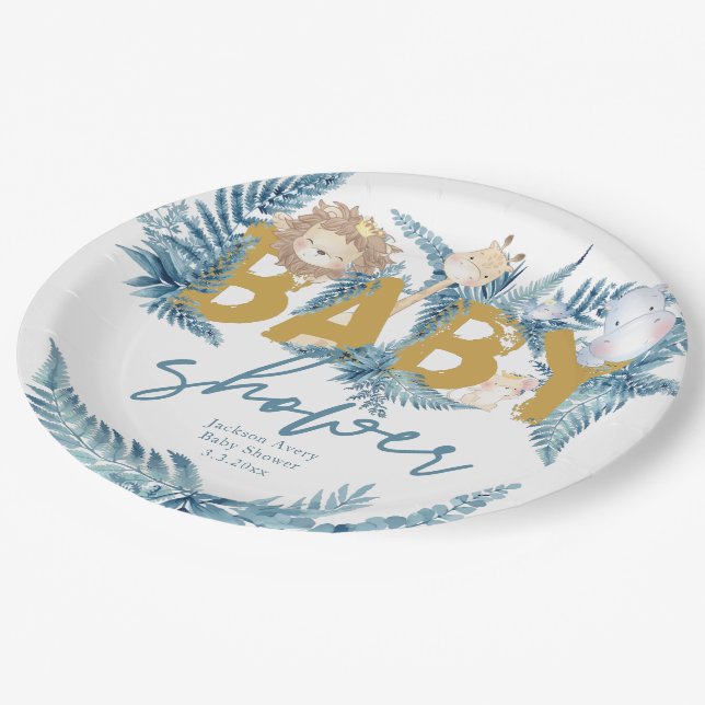 Baby Shower Safari Animals Custom Paper Plate (Angled)