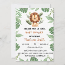 Baby shower safari boy invitation