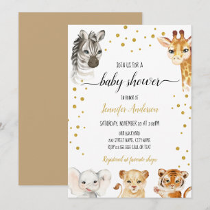 Baby Shower Safari Jungle Baby Animals Invitation
