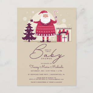 BABY SHOWER   Santa Claus & Fireplace Postcard