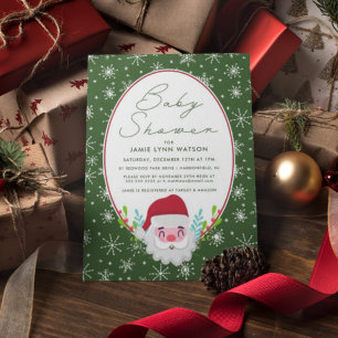 BABY SHOWER   Santa Claus Snowflake Pattern Invitation