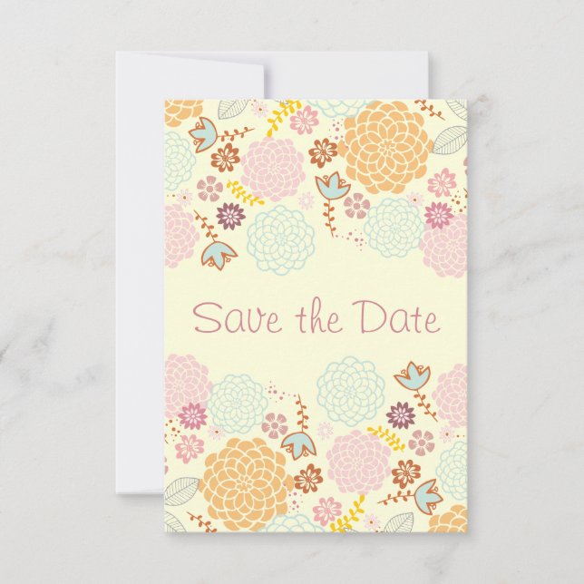 Baby Shower Save The Date Fancy Modern Floral Invitation (Front)