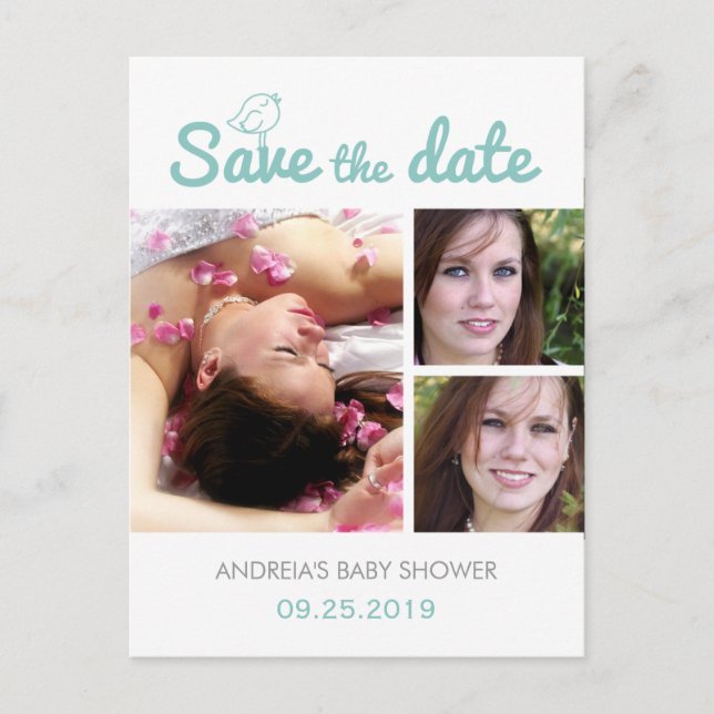 Baby Shower Save the Date Postcards Photo Collage (Front)