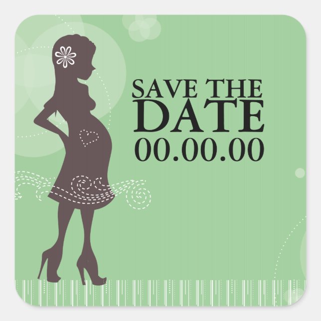 Baby Shower Save the Date Square Sticker (Front)