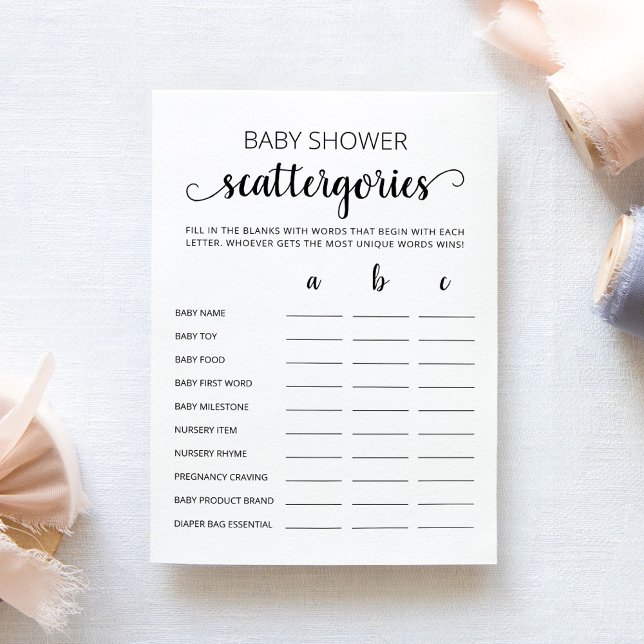 Baby Shower Scattergories party game Card (Creator Uploaded)