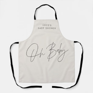 Baby shower script modern black and white elegant apron