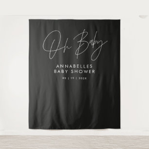Baby shower script modern black and white elegant tapestry