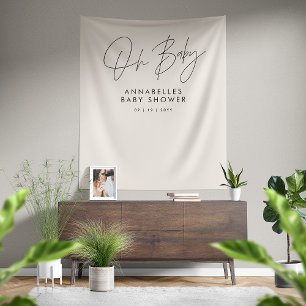 Baby shower script modern black and white elegant tapestry