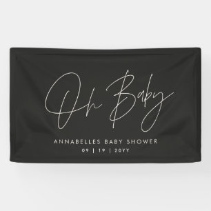 Baby shower script modern black elegant banner
