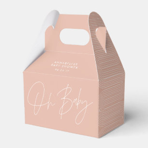 Baby shower script modern blush pink geometric favour box