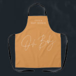 Baby shower script modern bold orange elegant apron<br><div class="desc">Baby shower script modern orange and white elegant party decor apron design. Ideal gender neutral design.</div>