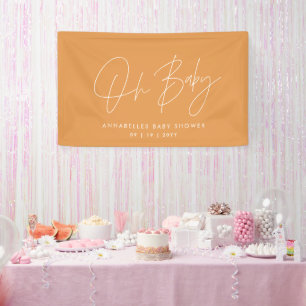 Baby shower script modern bold orange elegant banner