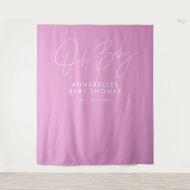 Baby shower script modern cerise pink elegant tapestry (Front)