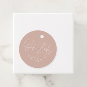 Baby shower script modern girly blush pink elegant favour tags