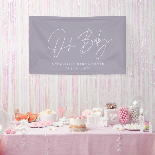Baby shower script modern lilac purple elegant banner (Party)