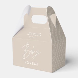Baby shower script modern natural beige geometric favour box