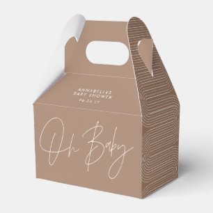 Baby shower script modern natural brown geometric favour box