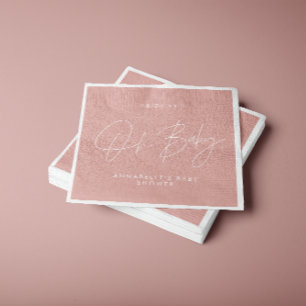 Baby shower script modern rose pink elegant napkin