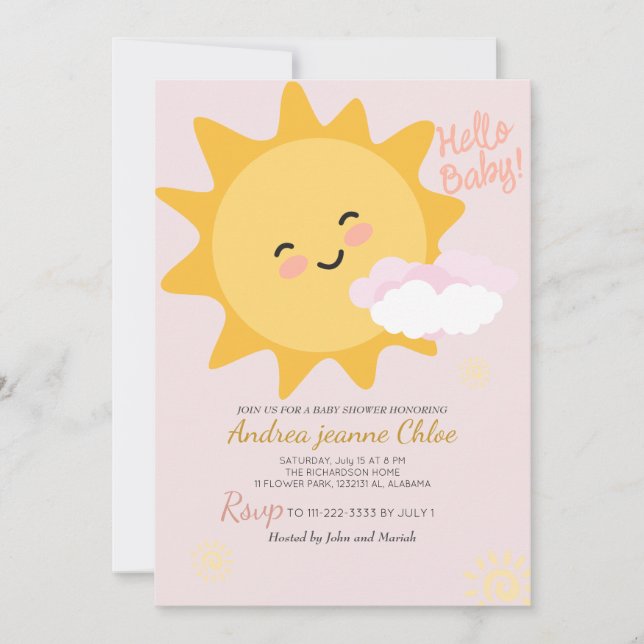  Baby Shower script Sunshine Simple Modern elegant Invitation (Front)