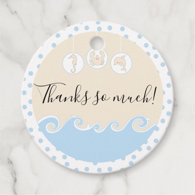 Baby Shower Sea Mobile Favour Tags (Front)