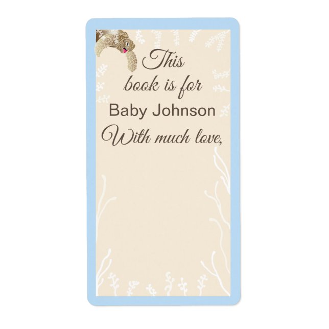 Baby Shower "Sea Turtle Blue" Bookplate Sheet of 8 (Front)