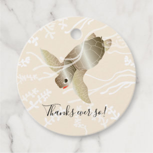 Baby Shower Sea Turtle Blue Favour Tags