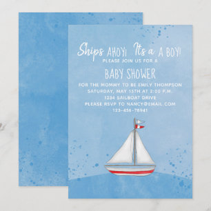Baby Shower Ship Ahoy It's a Boy Simple Nautical Invitation