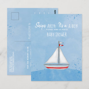 Baby Shower Ship Ahoy It's a Boy Simple Nautical Postcard