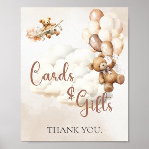 Baby Shower Sign CARDS AND GIFTS Bear Balloons