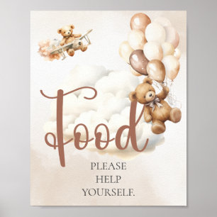 Baby Shower Sign FOOD HELP YOURSELF Bear Balloon