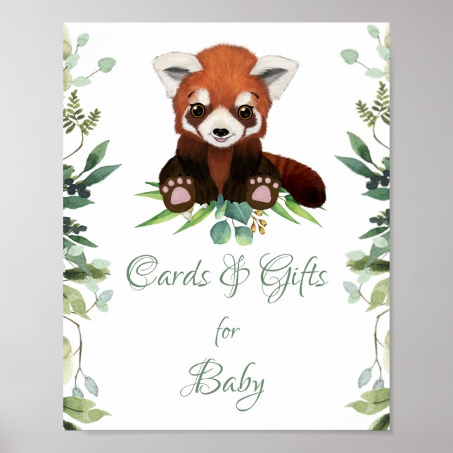 Baby Shower Sign Gifts & Cards Red panda Bear (Front)