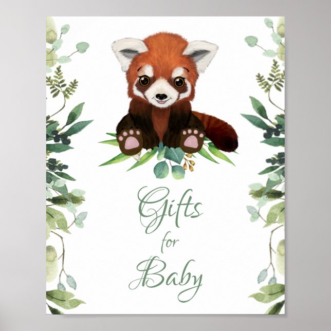 Baby Shower Sign Gifts for Baby Red Panda Bear  (Front)