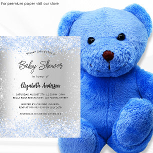 Baby shower silver blue boy budget invitation flyer