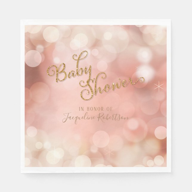 Baby Shower Simple Magical Bokeh Sparkle Twinkle Napkin (Front)