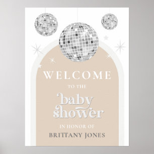 Baby Shower Single Retro Disco Ball Welcome Sign