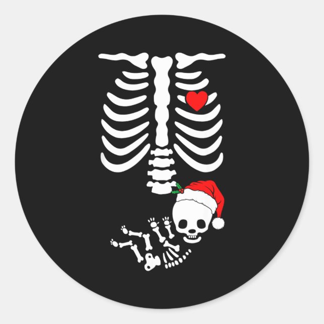 Baby Shower Skeleton Christmas Santa Pregnancy Ann Classic Round Sticker (Front)