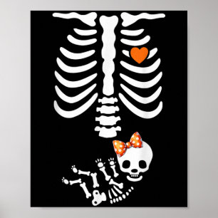 Baby Shower Skeleton Halloween Pregnancy Annouceme Poster