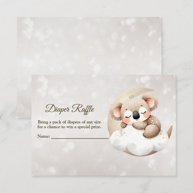 Baby Shower Sleeping Baby Animal Diaper Raffle Enclosure Card (Front/Back)