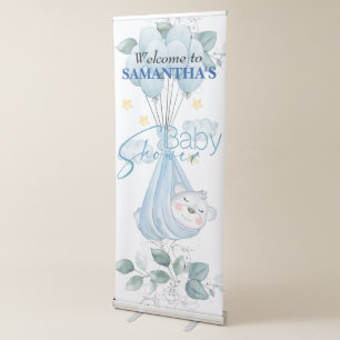 Baby Shower. Sleeping Baby Bear Blue. Retractable Banner