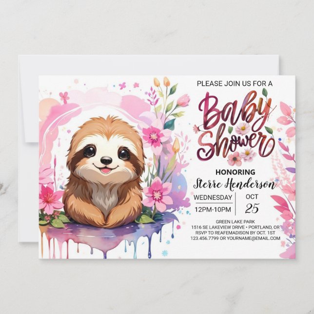Baby Shower Sloth's Paradise Invitation (Front)