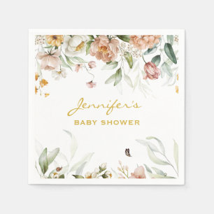 Baby Shower Soft Pink Florals Standard Luncheon Napkin