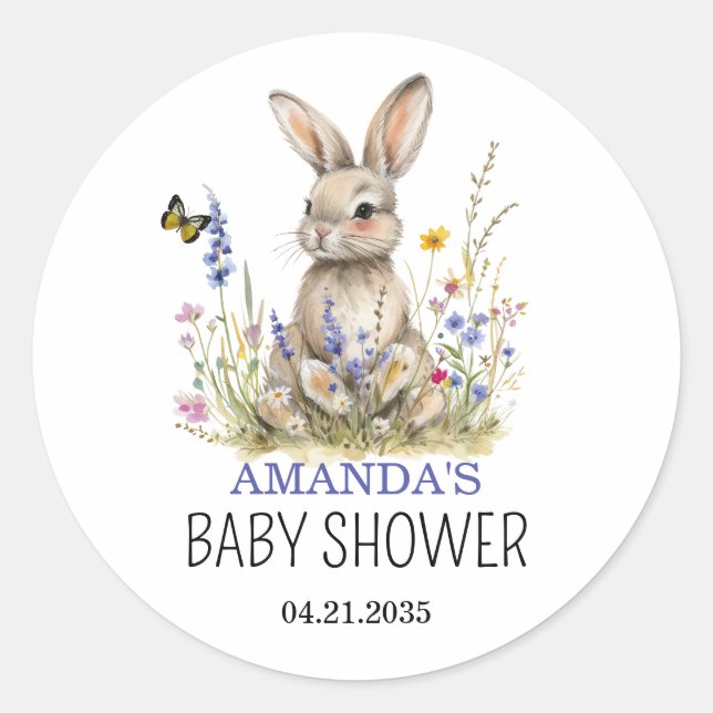 Baby Shower Some bunny wildflowers sticker (Front)