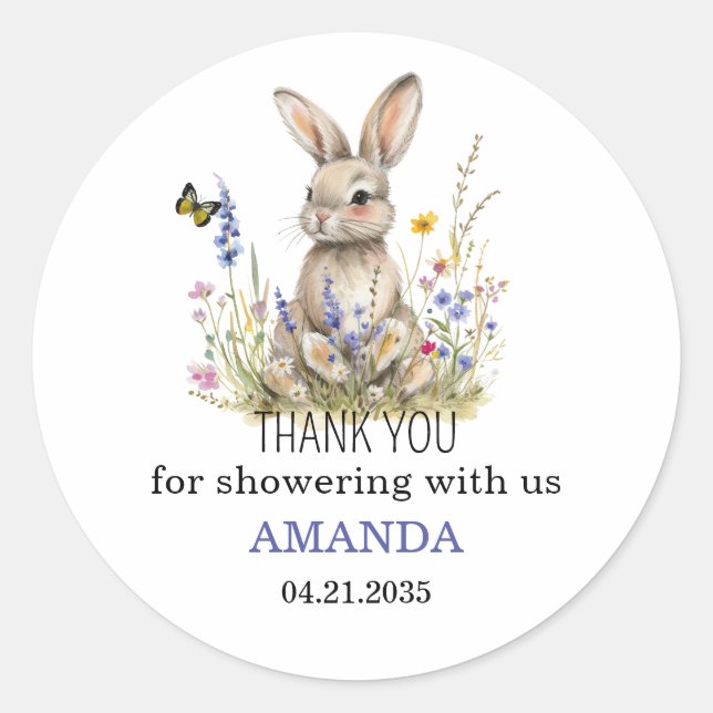 Baby Shower Some bunny wildflowers sticker (Front)