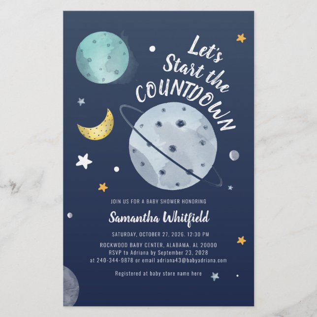 Baby Shower Space Outer Galaxy Invitation Stationery (Front)