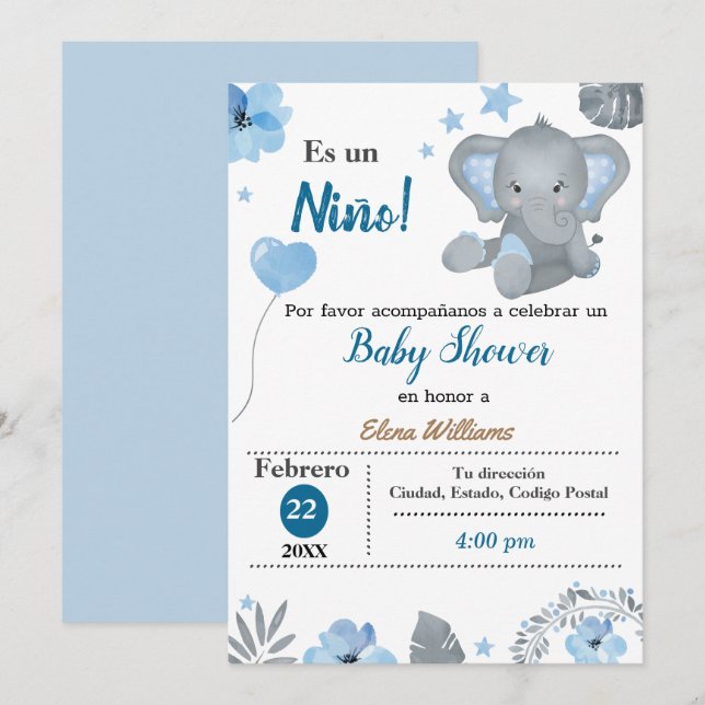 Baby shower-Spanish Invitation (Front/Back)