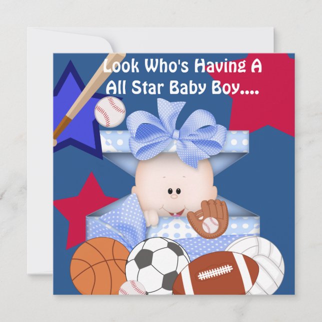 BABY SHOWER SPORTS INVITATION FOR BOY (Front)