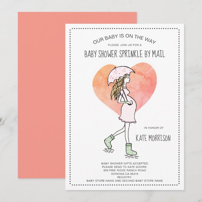 Baby Shower Sprinkle By Mail Invitation (Front/Back)