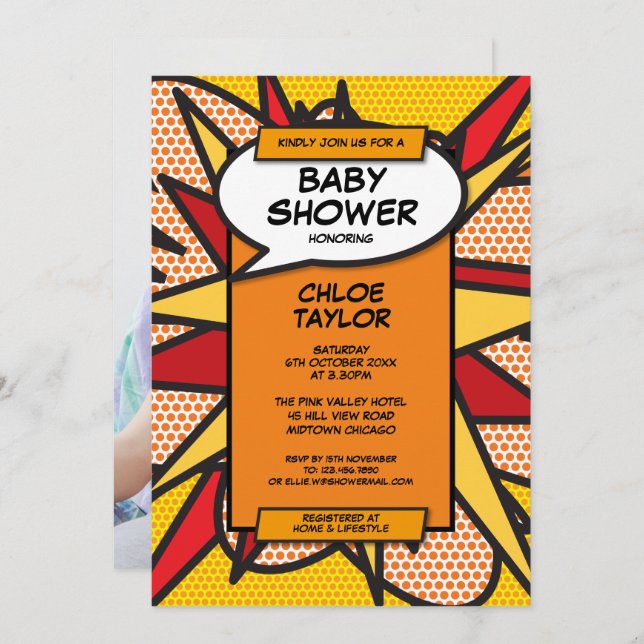 Baby Shower Sprinkle Modern Gender Neutral Photo Invitation (Front/Back)